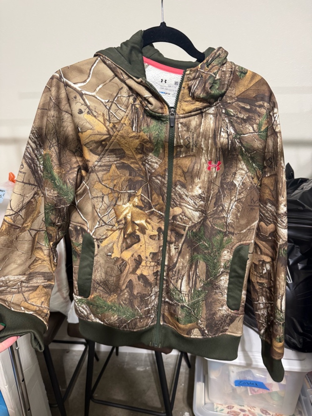 Under Armour Olive and Pink ColdGear Fleece-Lined Jacket